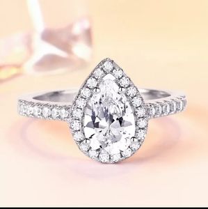 925 Sterling Silver Pear shaped CZ Wedding Ring